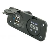 Socle 2 prises USB + voltmètre